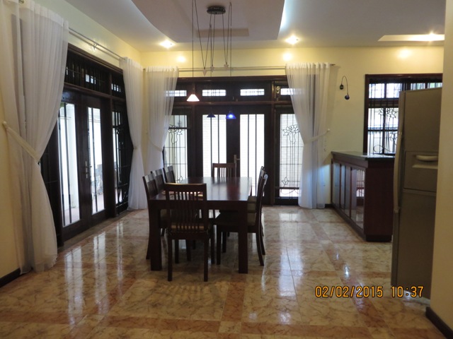 Fully furnished villa with spacious living room and big yard for rent in Ciputra Hanoi