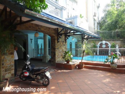 Luxury villa with 4 bedrooms, out-door swming pool, playground, garage for rent in To Ngoc Van street, Tay Ho district, Hanoi 2